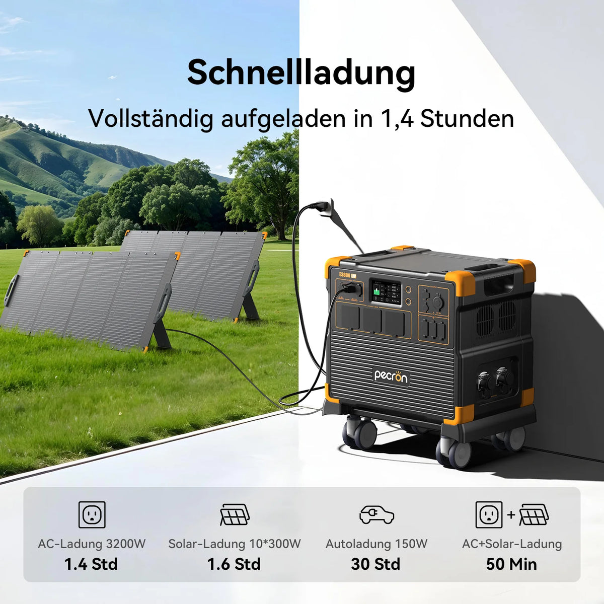 PECRON E3800LFP Portable Power Station 4200W 3840Wh with Free Cart