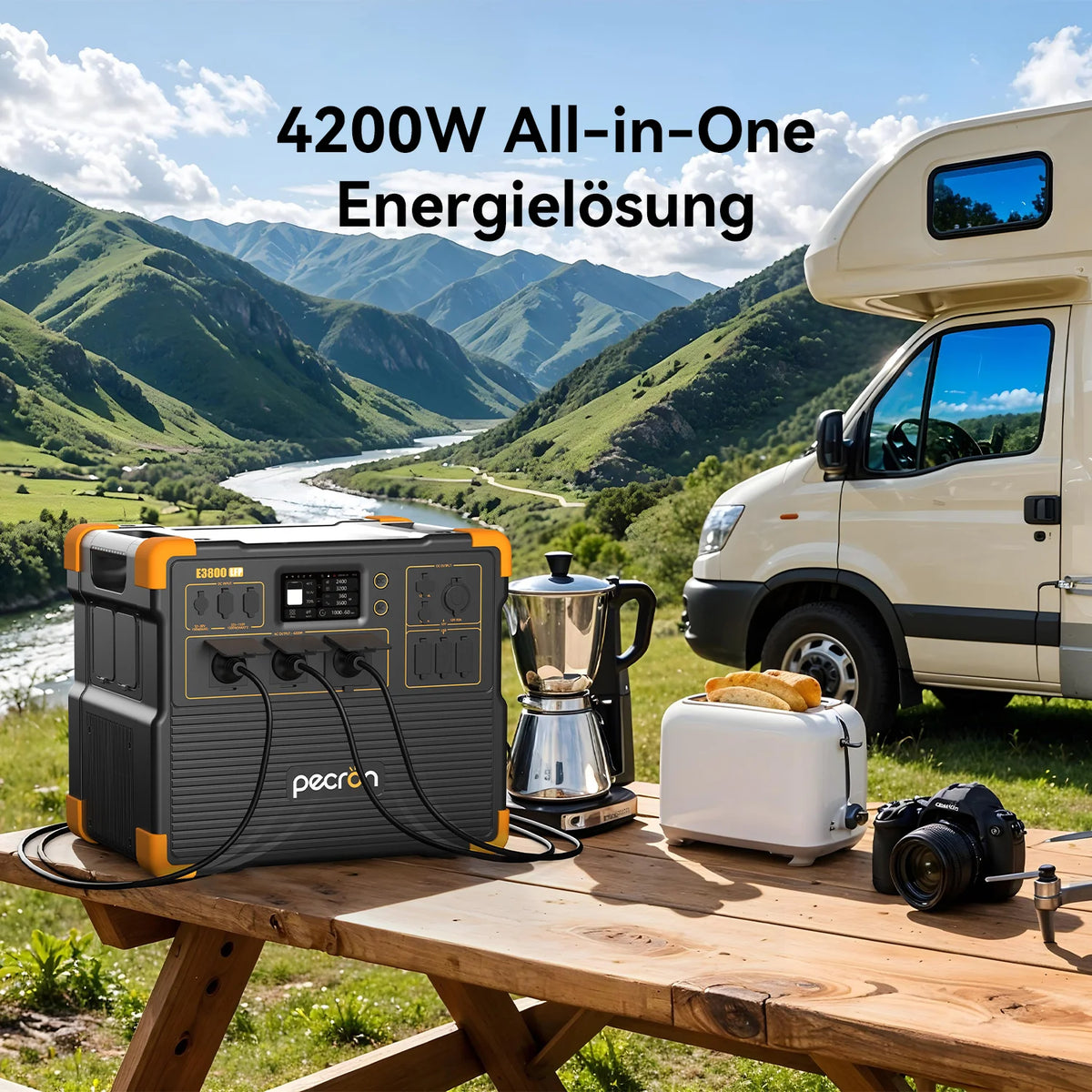 PECRON E3800LFP Portable Power Station 4200W 3840Wh with Free Cart